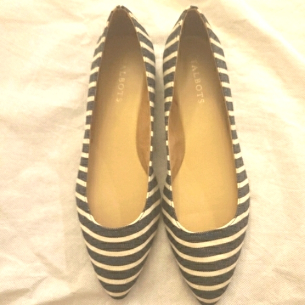 Talbots Shoes Poppy Pointed Toe Striped Ballet Flats